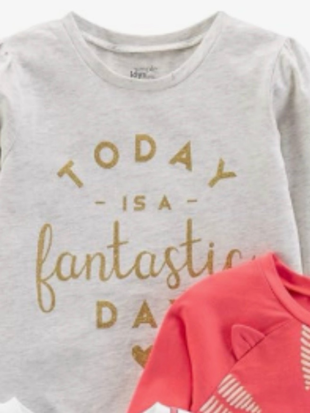 Girls 100% Cotton Gold Script Long-Sleeve Tee - White 5T